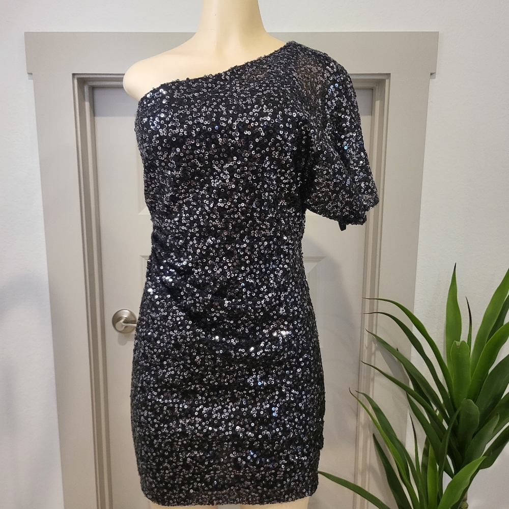 Short black sequin dress